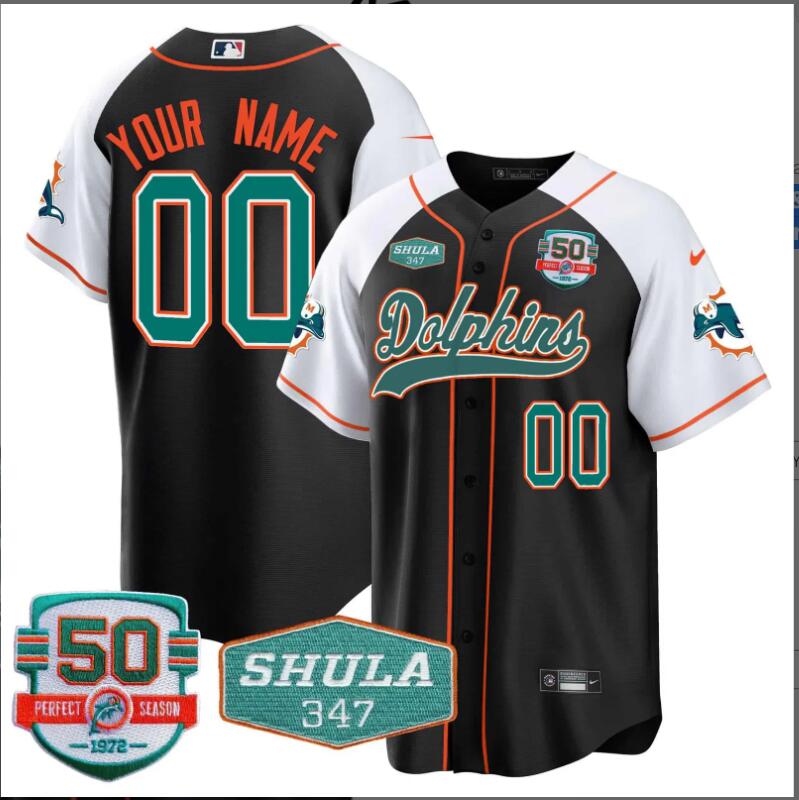 Men 2024 Nike NFL Miami Dolphins 50th Don Shula 347 Memorial Patch Baseball Custom Jersey->customized nfl jersey->Custom Jersey